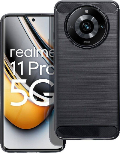 Maskë mbrojtse Realme Carbon Case për Realme 11, teksturë karboni, e zezë