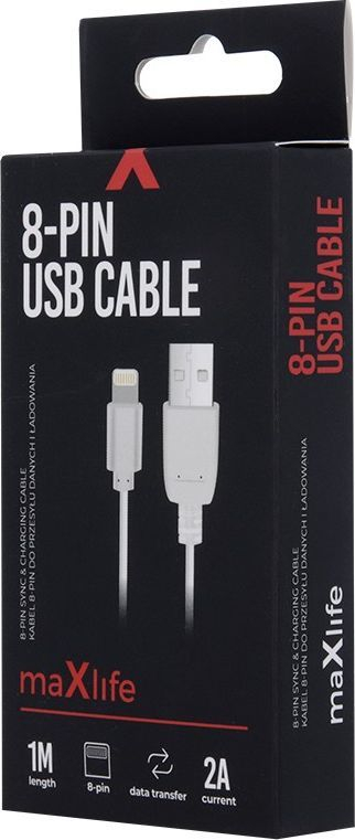 Kabllo karikimi Maxlife për iPhone, 1m, 2A, e bardhë