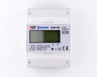 Matës energjie trefazor dykahor Eastron SDM72 BI për fotovoltaikë, me ekran dixhital