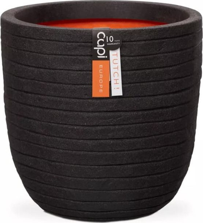 Vazo lulesh Capi Egg Planter Nature Row, 35x34cm, për oborr e tarracë, e zezë