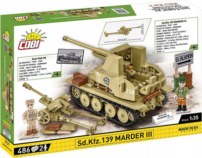 Set me tulla COBI 3131 SD.Kfz.139 Marder III, model 1:35, 486 pjesë, shumëngjyrësh