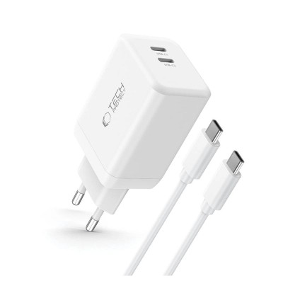 Karikues rrjeti Tech-Protect NC45W-GAN, 45W, 2x USB-C PD, i bardhë