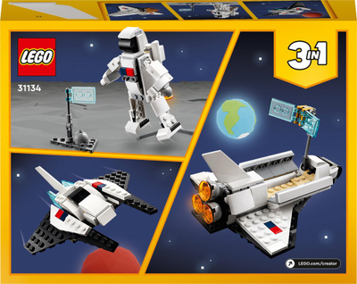 Lodër ndërtuese LEGO Creator Space Shuttle 31134, 3 në 1, 144 pjesë, e bardhë