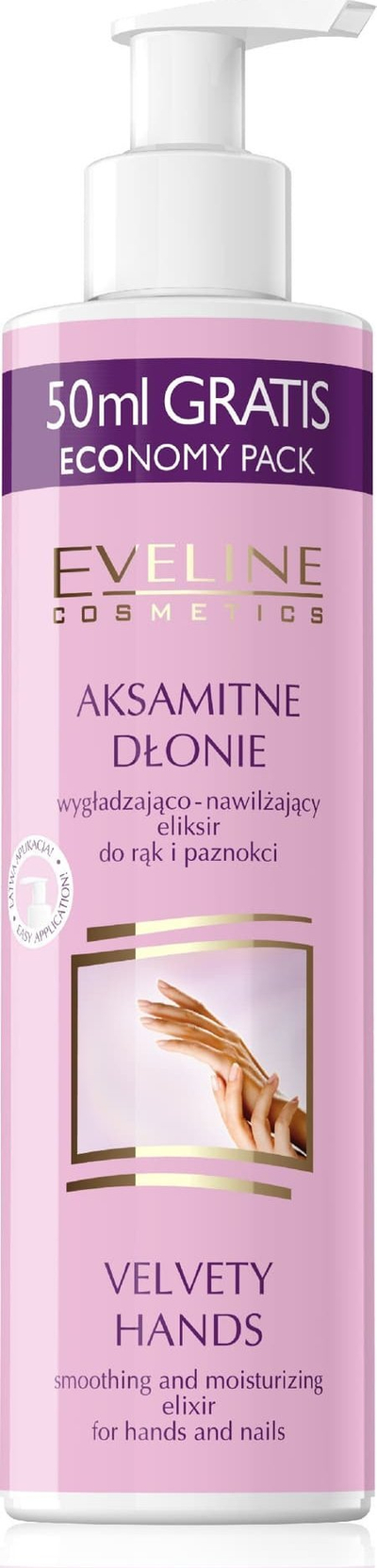 Krem duarsh dhe thonjsh Eveline Cosmetics Velvety Hands, për lagie dhe zbutje, 245 ml