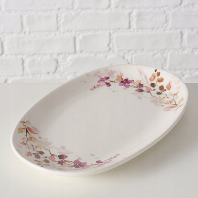 Pjatë servirje Boltze Home Bernada, 18.5cm, dolomit, bezhë me lule