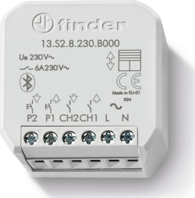 Aktuator për roleta Finder YESLY 13.S2.8.230.B000, Bluetooth, 2 kanale, i bardhë