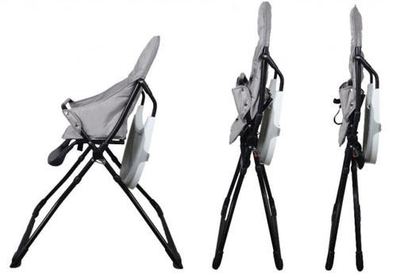 Детска хранителна столица Ding Baby Nemo High Chair, преклоплива, со тацна, сива