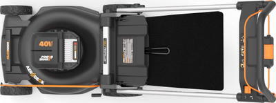 Косилка за трева Worx WG760E, 51 cm, 2x батерии 5.0Ah, портокалова