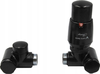 Set valvulash radiator Vario Term Integra Right, termostatike, black matte