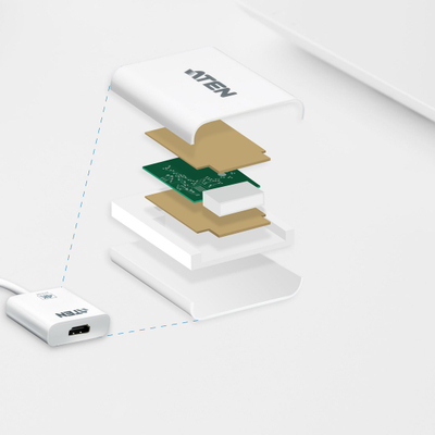 Adapter AV Aten VC986 DisplayPort në HDMI, 4K, i bardhë
