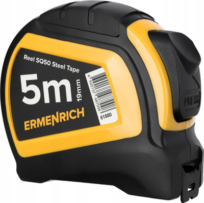 Metër matës Ermenrich Reel SQ50, 5 m, shirit çeliku, i verdhë me të zi