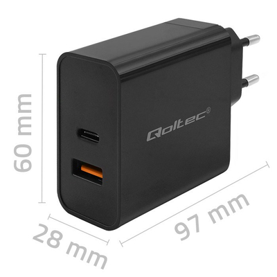 Karikues rrjeti Qoltec 52380 Super Quick PD, USB Type C, i bardhë