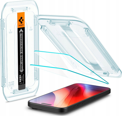 Mbrojtës ekrani Spigen GLAS.tR EZ Fit për iPhone 16, 2 copa, i pastër