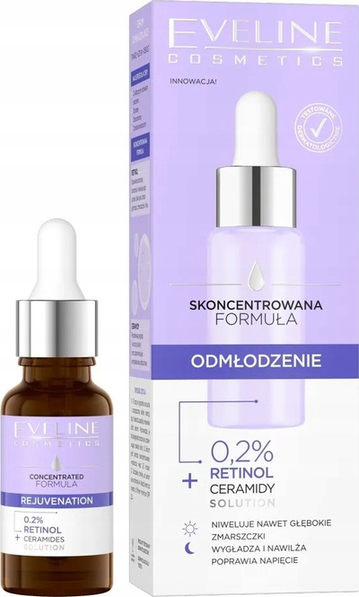 Серум за лице Eveline Cosmetics Concentrated Formula Rejuvenation, со ретинол, 18 ml
