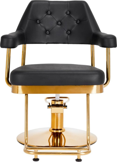 Фризерска столица Gabbiano Granda Gold Black, ергономска, црна со златна боја
