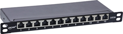 Patch panel InLine 10, Cat.6A, 12 porta, 0.5U, i zi