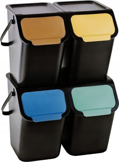 Set koshash riciklimi BINI Eco Bin, 4 copë, 25L, shumëngjyrësh
