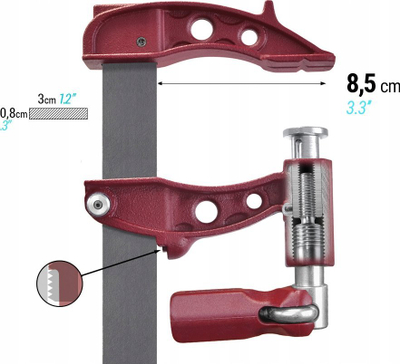 Shtrëngues MAXIPRESS E Pump Clamp 30 x 8 mm, 20 cm i gjatë, i kuq
