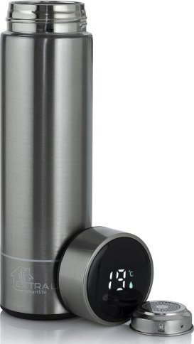 Termus Extralink Smart Travel Mug, gotë termike inox, ekran LED, argjendtë