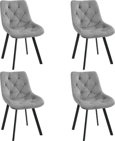 Set karrigesh Velour SJ.33, 4 copë, kadife e qepur, gri