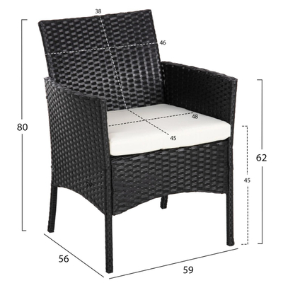 Set kopshti lounge 4-pjesësh Stasia (HM6089.04), zezë/ bezhë