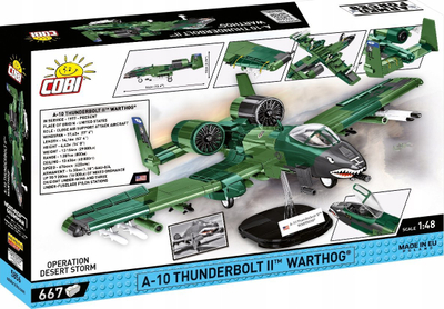 Set ndërtimi COBI Armed Forces A 10 Thunderbolt II Warthog, model aeroplani, me figurë piloti, shumëngjyrësh
