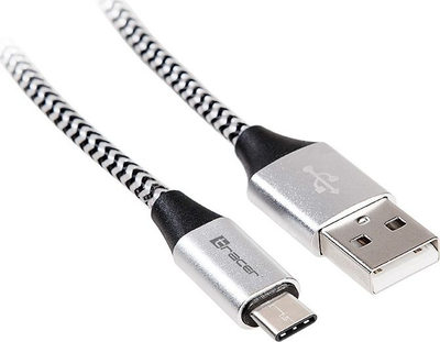 Kabllo Tracer USB-A - USB-C, 1m, e argjendtë