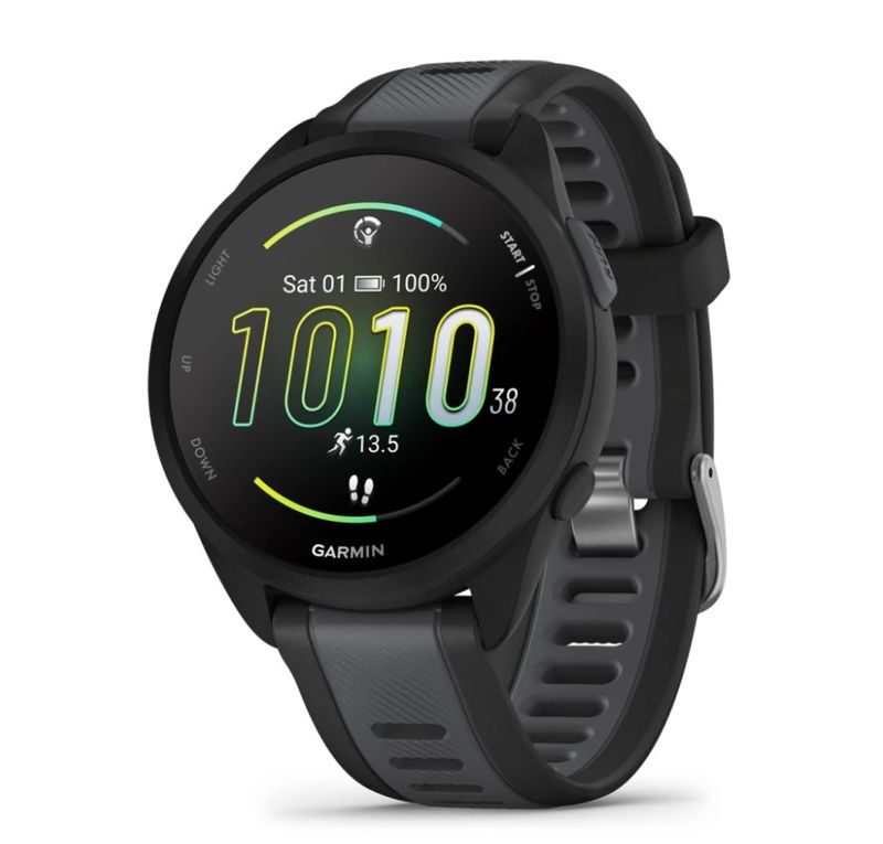 Orë sportive Garmin Forerunner 165, ekran AMOLED, GPS, e zezë gri
