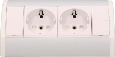 Prizë mobiljeje Orno Furniture, 2x2P+E Schuko, e bardhë argjendtë
