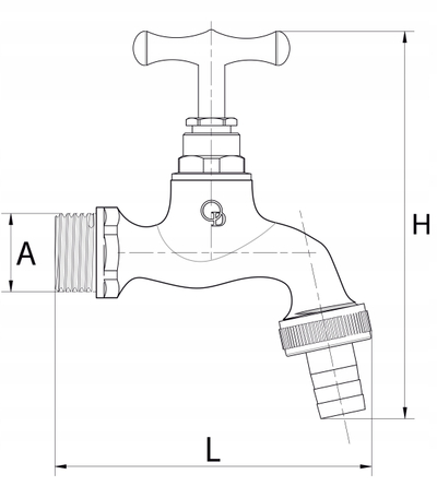Rubinet kopshti prej bronzi, 1/2", adaptor për zorrë uji, ngjyrë bronzi