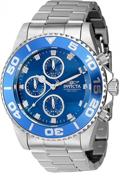 Orë për meshkuj Invicta Pro Diver Quartz Chronograph 43406, e argjendtë