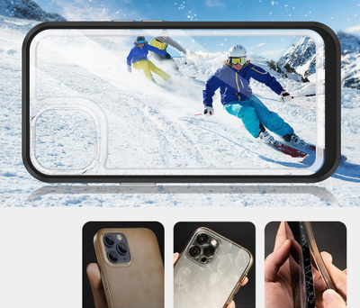 Mbrojtëse telefoni Hurtel Hybrid Armor, iPhone 13 Mini, xhel 3 në 1, transparente me kornizë të zezë