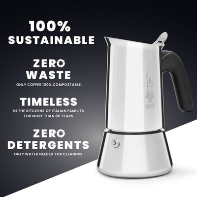 Xhezve moka Bialetti Venus 7254, 4 filxhanë, çelik inox, argjendtë