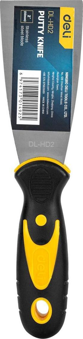 Shpatull çeliku Deli Tools EDL-HD2, 2" 50mm, dorezë plastike, e verdhë