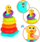 Lodër piramidë me unaza Rainbow Duck, muzikore, me drita, shumëngjyrëshe