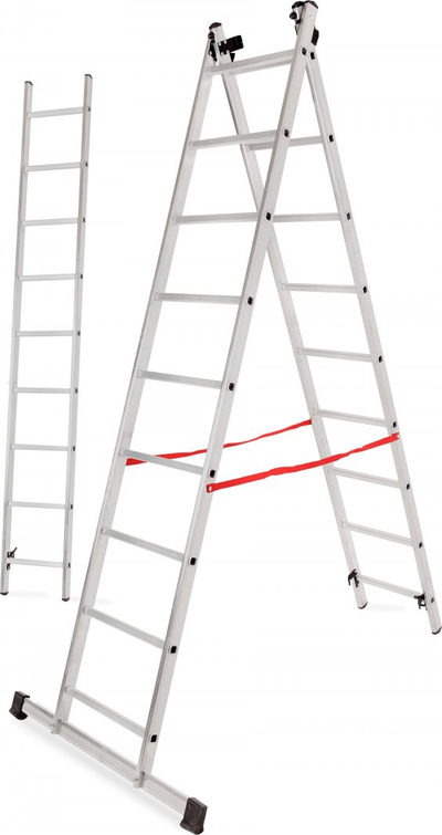 Shkallë alumini AWTools BASIC 3x9, 150kg, argjendtë