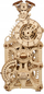 Puzzle druri Ugears Engine Clock, model 3D mekanik, orë tavoline me pendul, ngjyrë druri natyrale