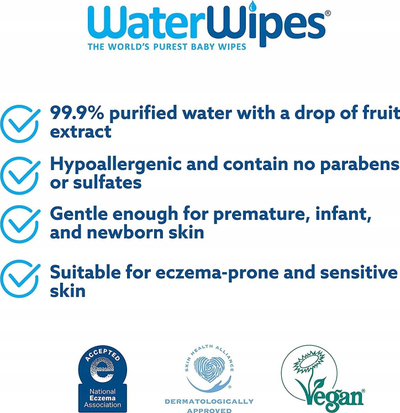 Shami të lagura për bebe WaterWipes Bio Soapberry Kids, 12x60 copë, pa aromë, të bardha