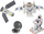 Set lodrash kozmike Leantoys Space Set, 12 copa, me raketë dhe astronautë, bardh e kaltër