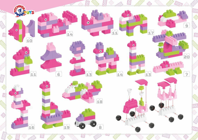 Lojë ndërtimi Technok Toys Building Blocks, 90 copa, plastikë, me ngjyra pastel