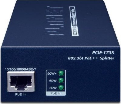 Сплитер за мрежа PLANET POE-173S, Гигабит PoE, излез 12V 19V 24V, црн