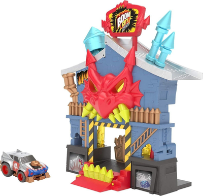 Сет за игра Boom City Racers Fireworks Factory, патека 3 во 1, автомобил Da Boss, повеќебоен