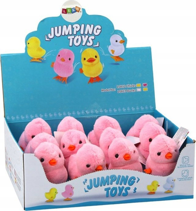 Pule pelushi LEAN Toys Jumping Wind-up Chicken, me çelës, për zbukurim, rozë