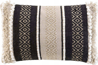 Jastëk dekorativ Douceur d'intérieur MIRAGE, 50 x 30 cm, stil boho, bezhë e zezë