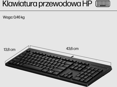 Tastierë HP 125 Wired Keyboard, me kabllo USB A, me bllok numerik, e zezë