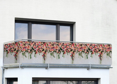 Panel privatësie Dekor Roses, plastik rezistent ndaj UV, për ballkon, shumëngjyrësh