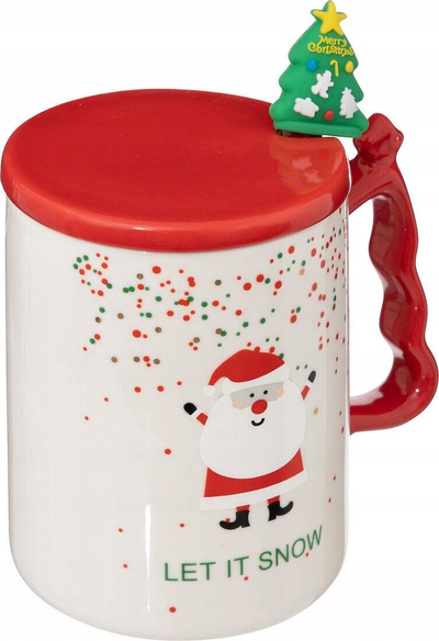 Filxhan qeramik Christmas, me lugë, me kapak, 350 ml