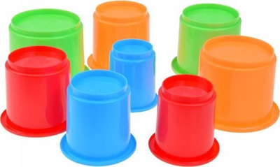 Lodër piramidë Little Tikes Building Beakers, kupa për t’i vënë njëra mbi tjetrën me lepurush, shumëngjyrëshe