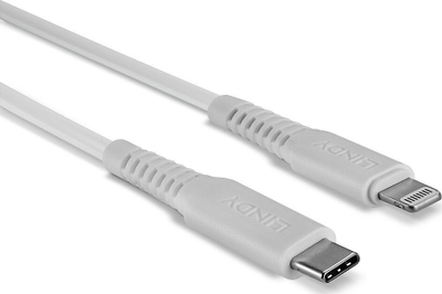Kabllo USB Lindy USB C me Lightning, 0.5 m, e bardhë