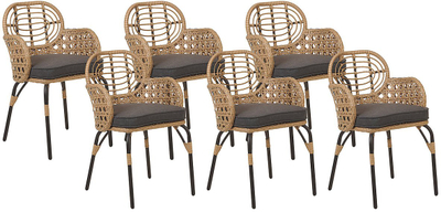 Set karrige kopshti Beliani PRATELLO, 6 copë, PE rattan, natyrale